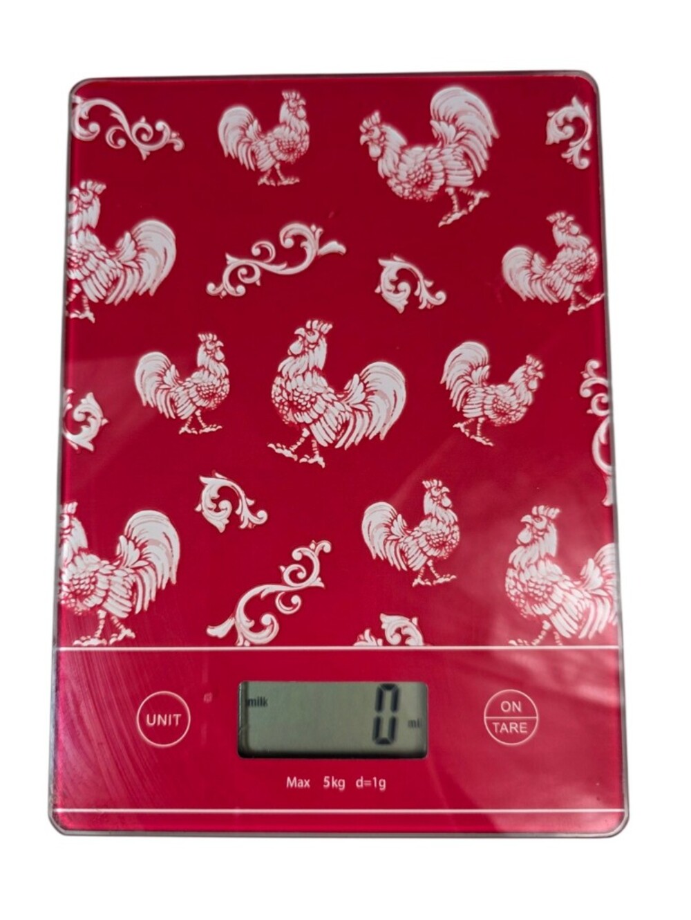 Temp-tations Digital Kitchen Scale with Red Rooster Pattern